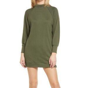 Socialite Green Knit Textured Long Sleeve Dress